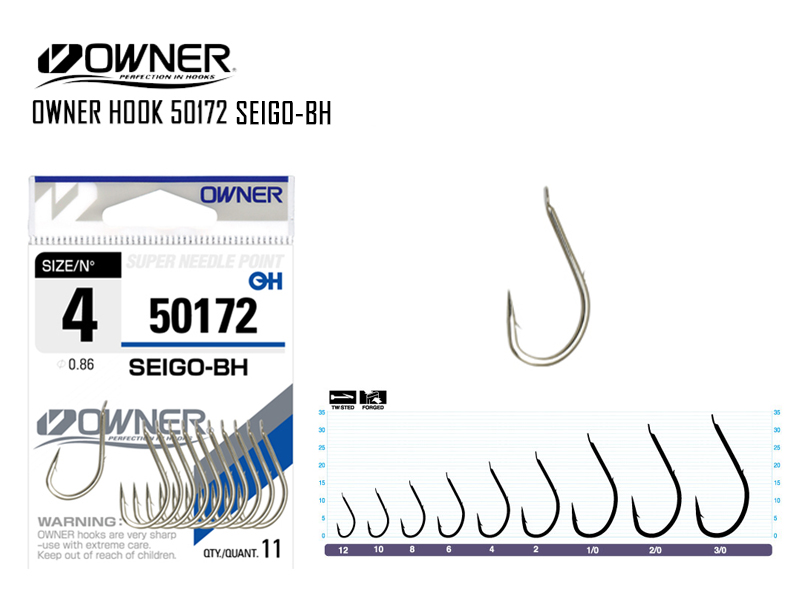 Owner 50172 Seigo-BH (Size:2/0, Qty: 7pcs)